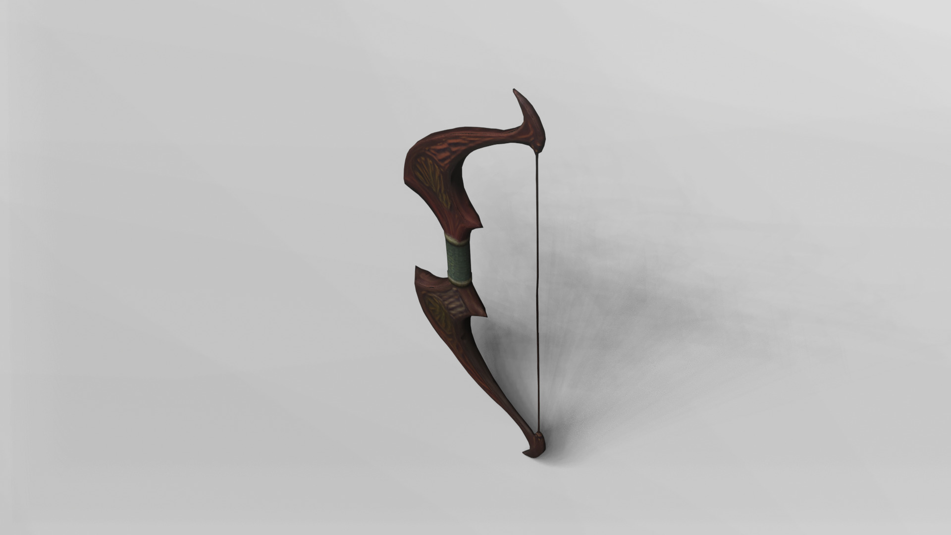 Ornate Wooden Bow with Intricate Carvings 3D model_3