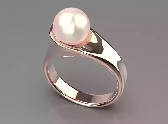 Rose Gold Ring with Pink Akoya Pearl pr0070 3D print model
