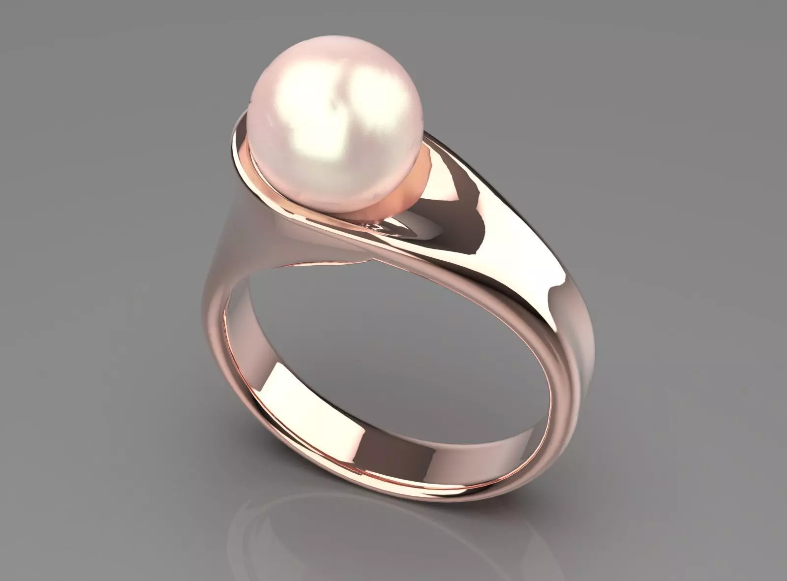 Rose Gold Ring with Pink Akoya Pearl pr0070 3D print model