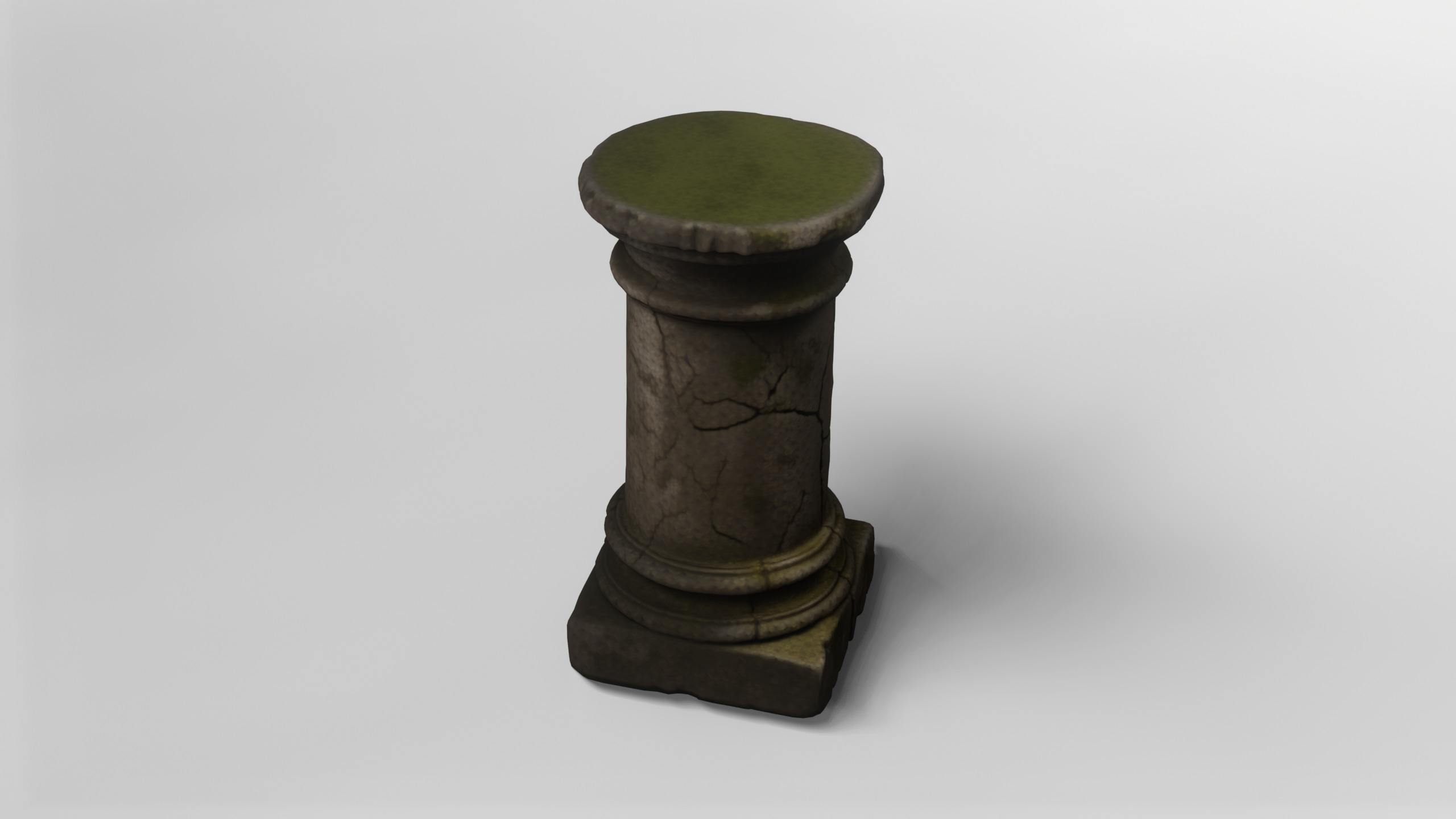 Ancient Cracked Stone Pillar Base 3D model_4