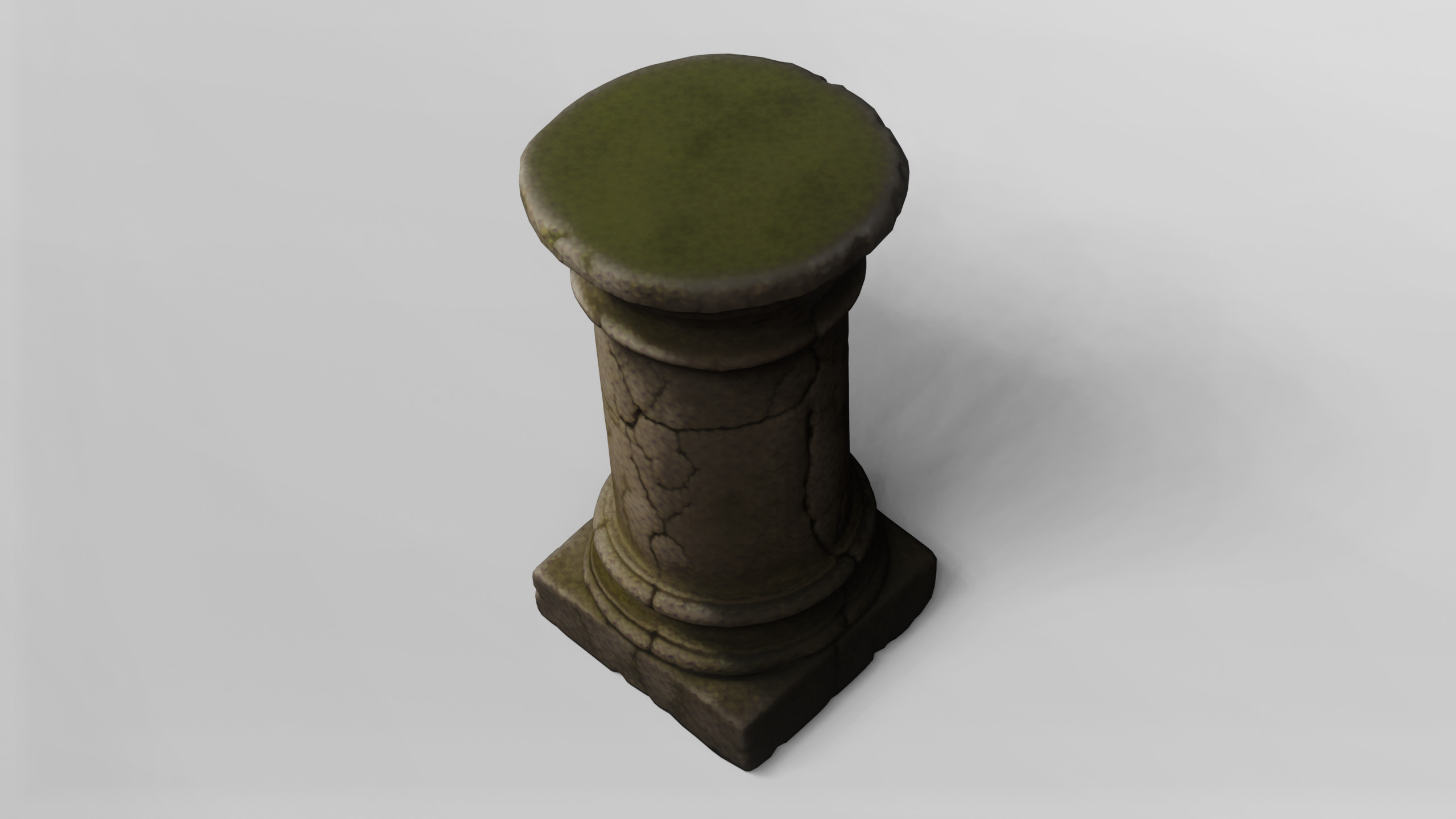Ancient Cracked Stone Pillar Base 3D model_2