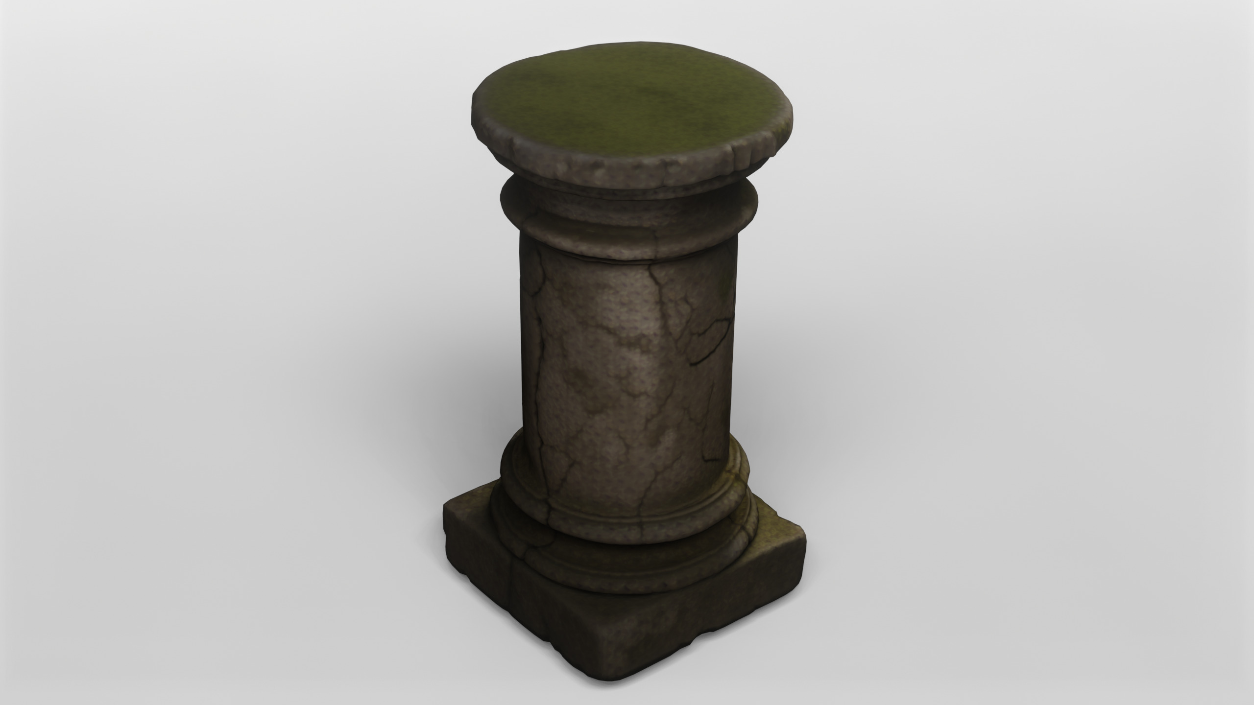 Ancient Cracked Stone Pillar Base 3D model_3