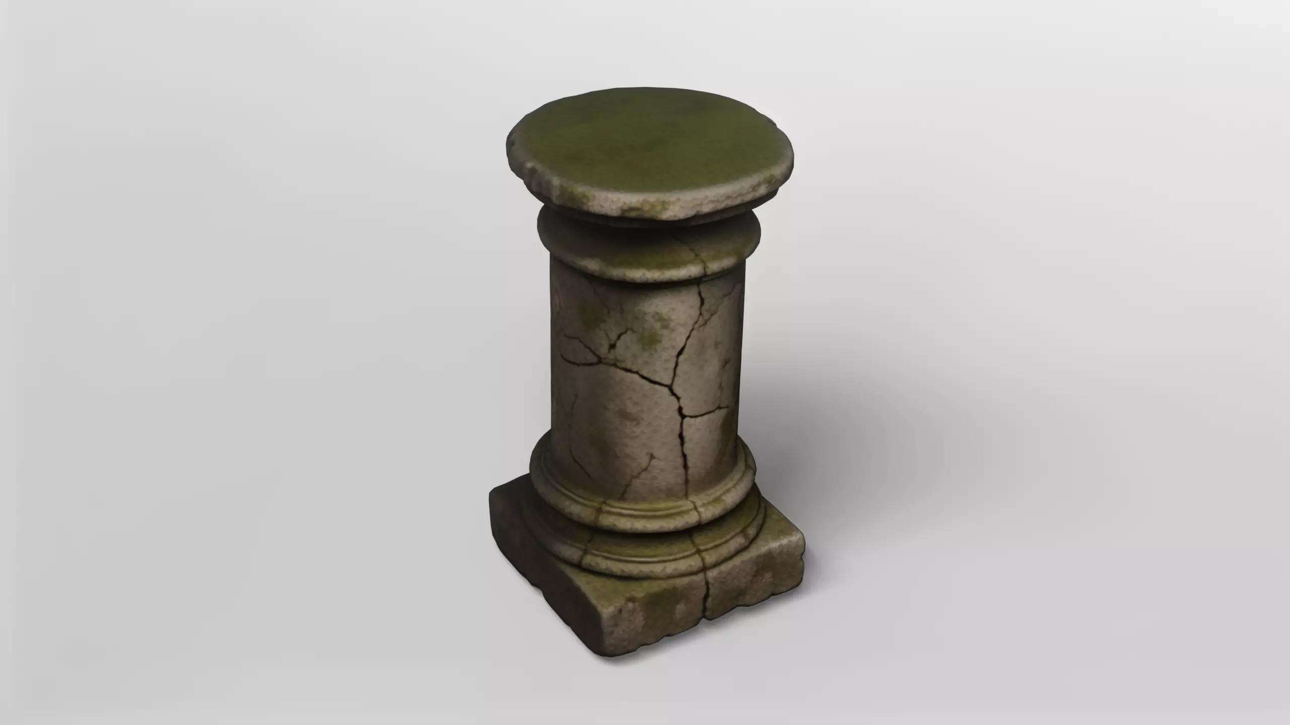 Ancient Cracked Stone Pillar Base 3D model_0