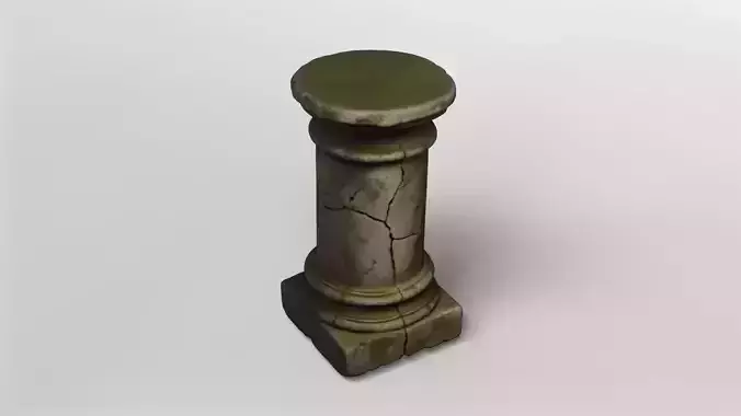 Ancient Cracked Stone Pillar Base