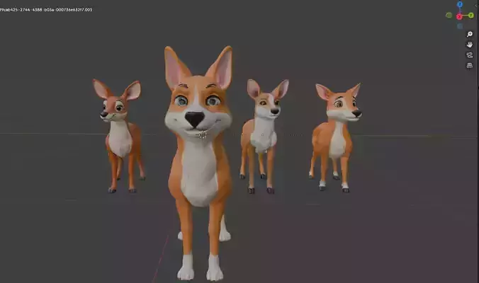 Stylized Cartoon Fox Character Variants Low-poly 3D model