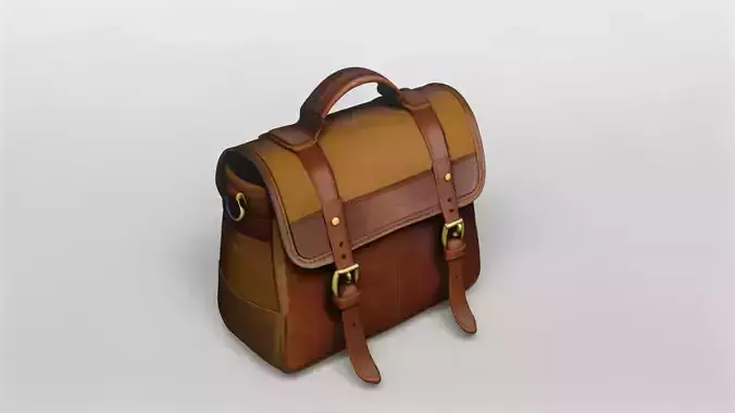 Vintage Leather Messenger Bag 3D Model