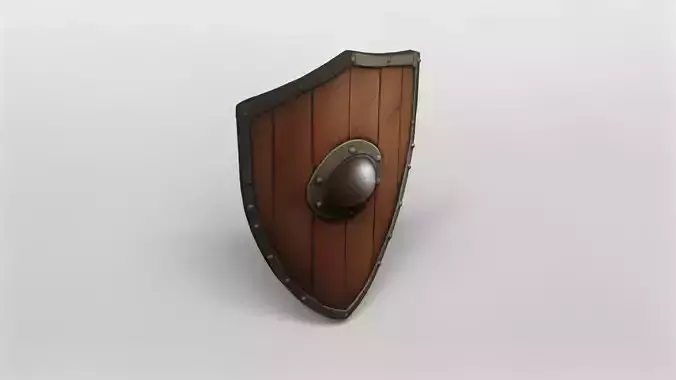 Medieval Wooden Shield with Metal Reinforcements