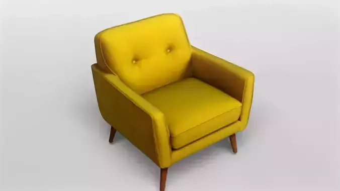 Modern Mid Century Yellow Armchair 3D Model