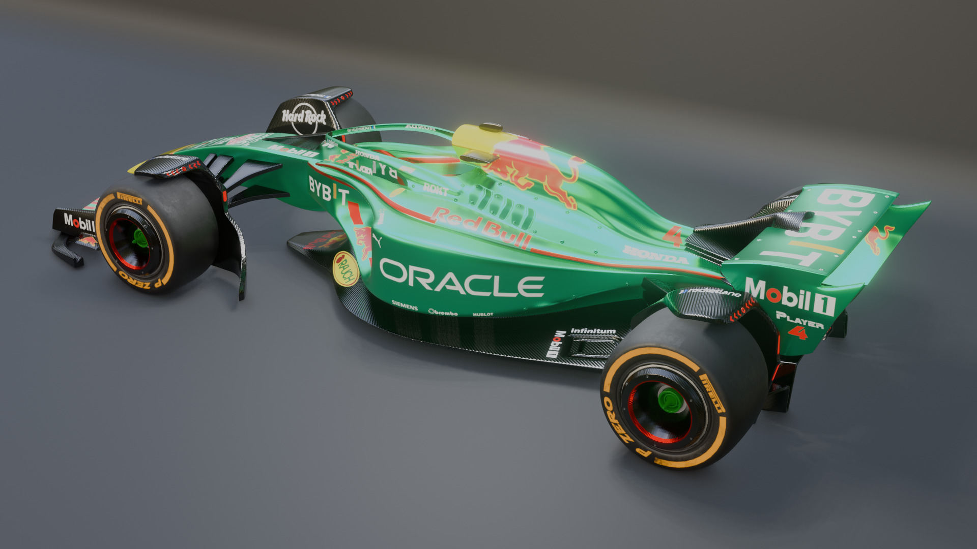 Formula 1 Car - Red Bull Green Concept 3D model_56