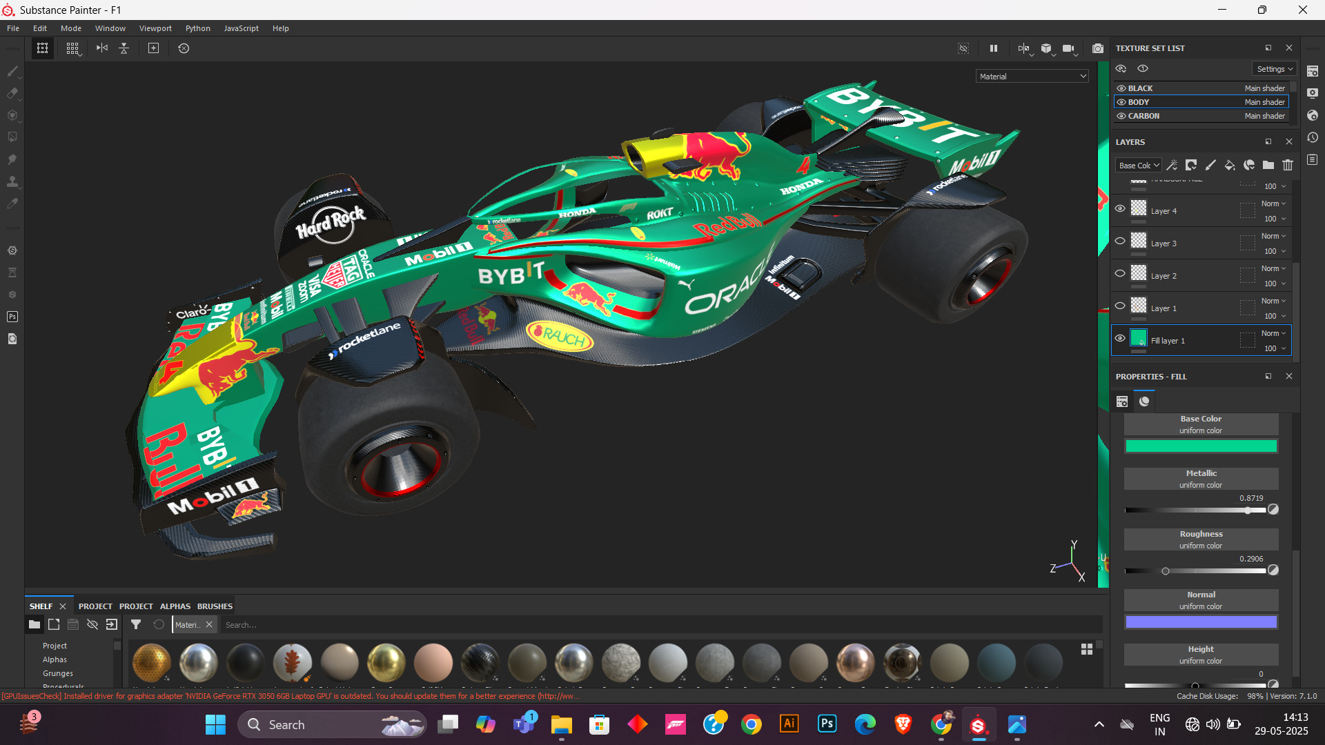 Formula 1 Car - Red Bull Green Concept 3D model_5