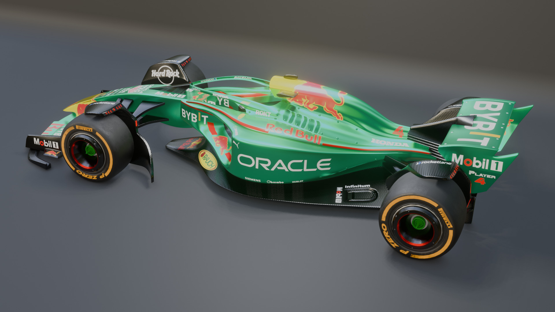 Formula 1 Car - Red Bull Green Concept 3D model_70