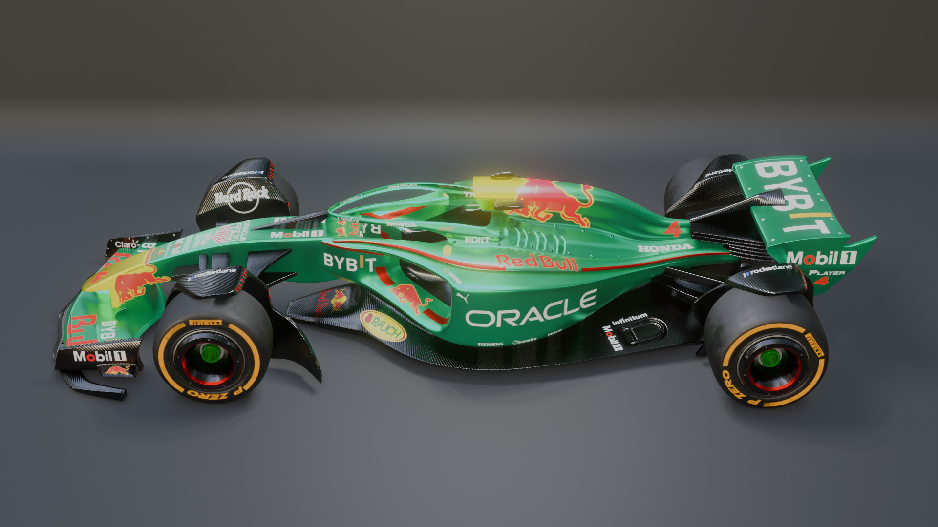 Formula 1 Car - Red Bull Green Concept 3D model_75