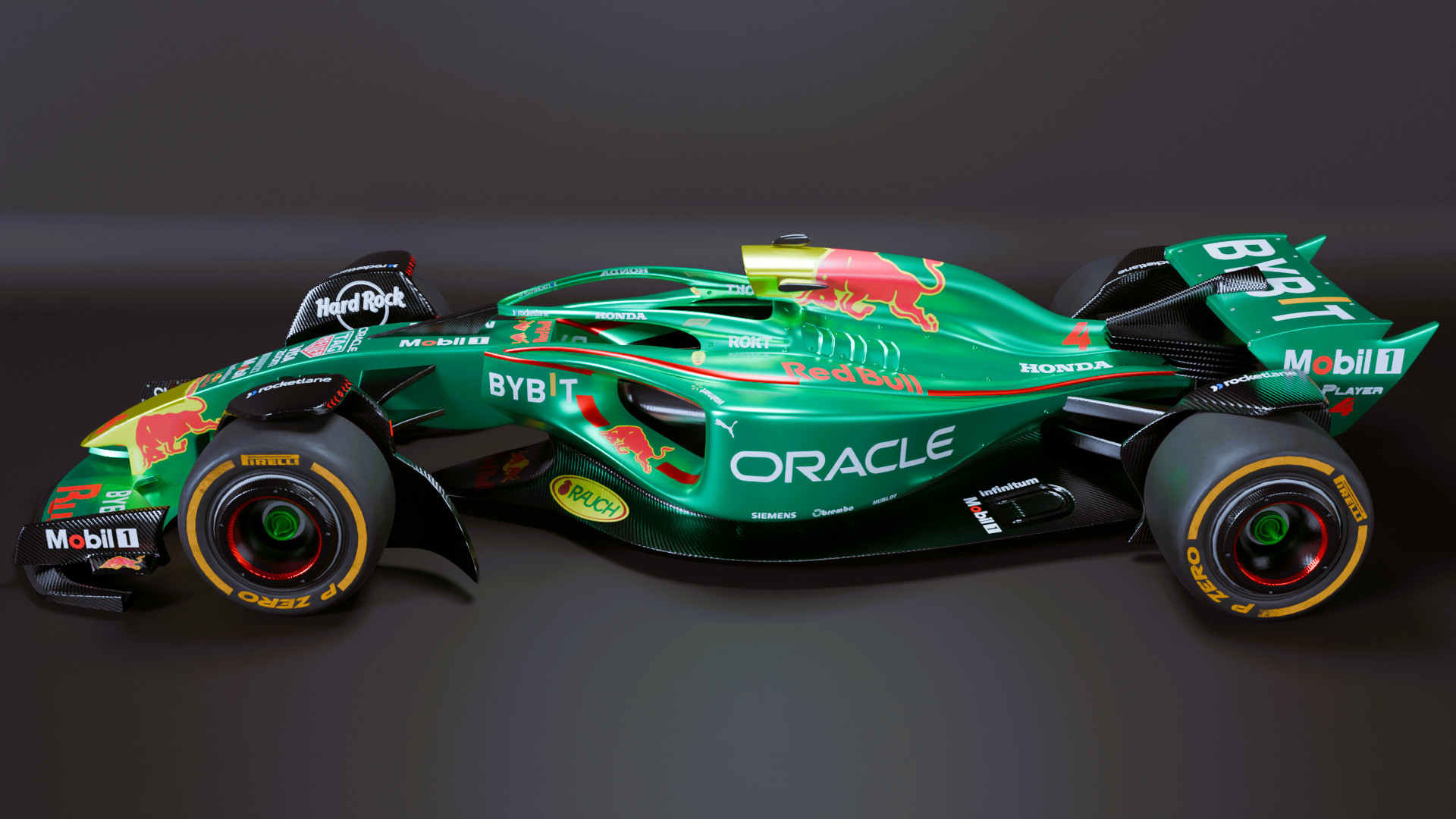 Formula 1 Car - Red Bull Green Concept 3D model_3