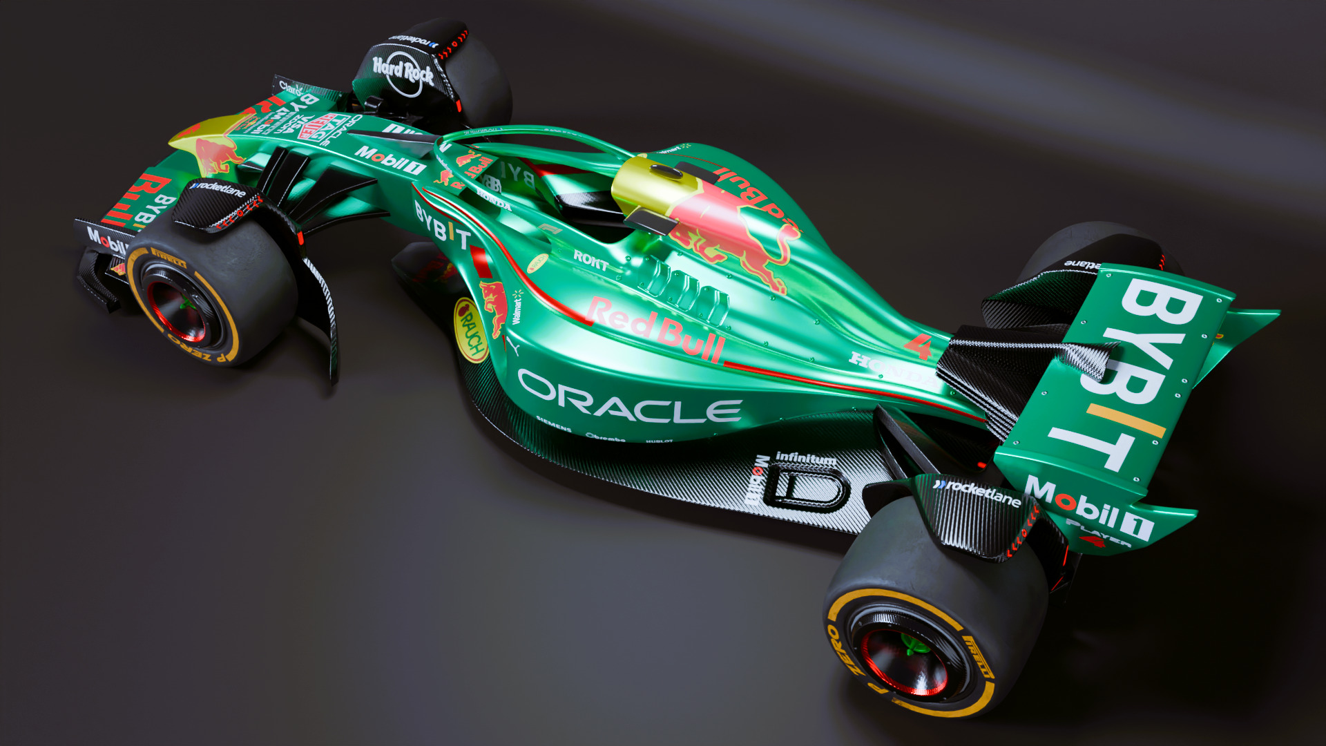 Formula 1 Car - Red Bull Green Concept 3D model_4