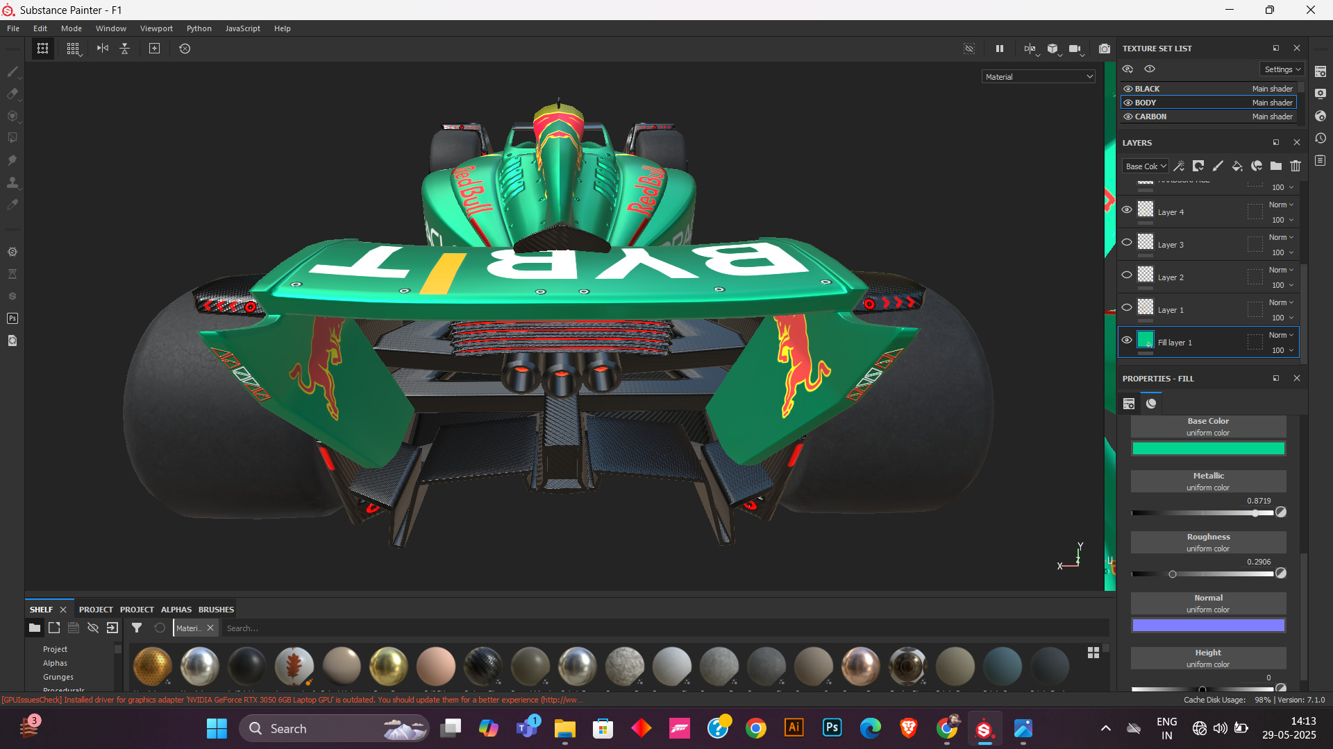 Formula 1 Car - Red Bull Green Concept 3D model_8