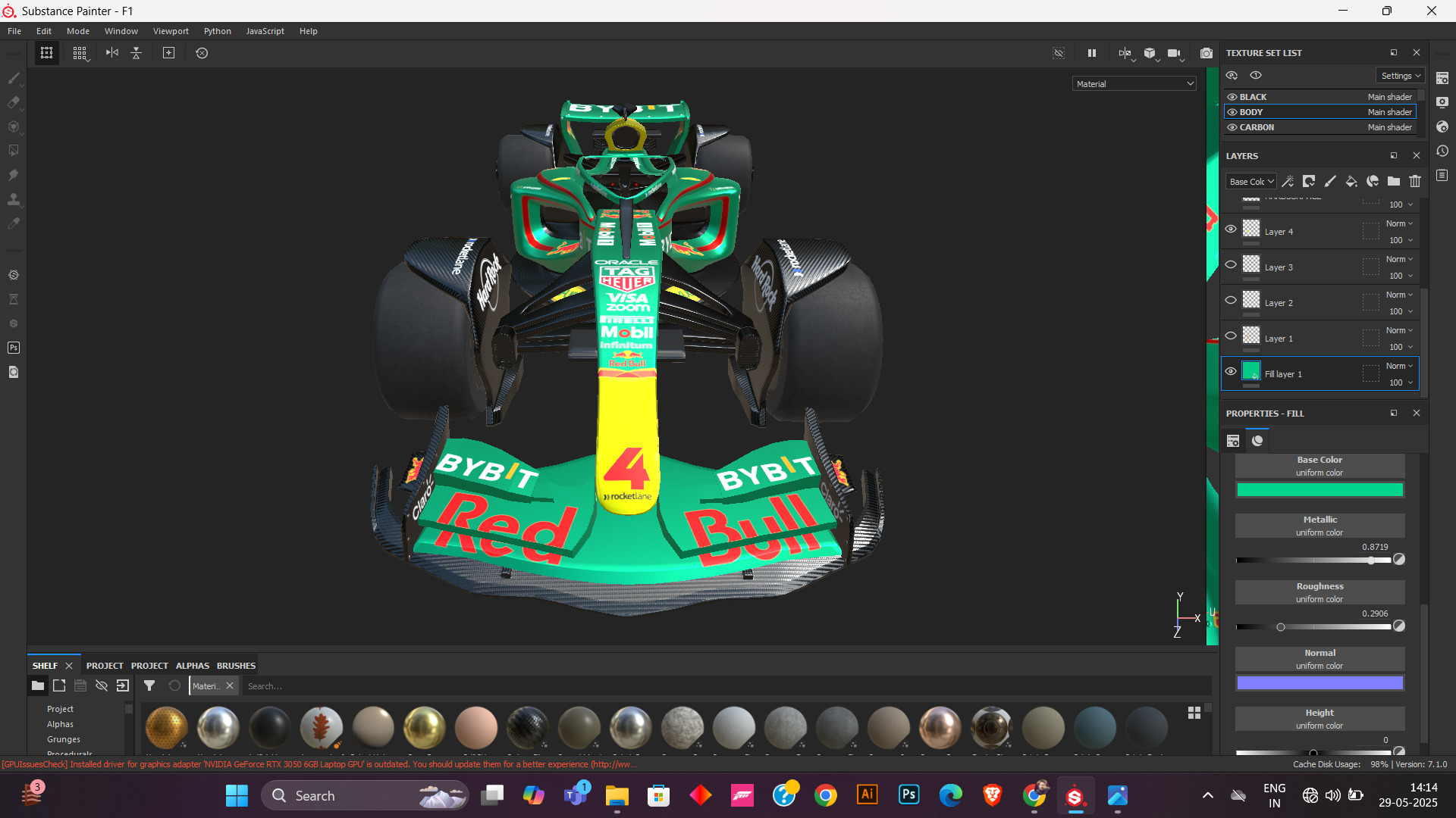 Formula 1 Car - Red Bull Green Concept 3D model_10