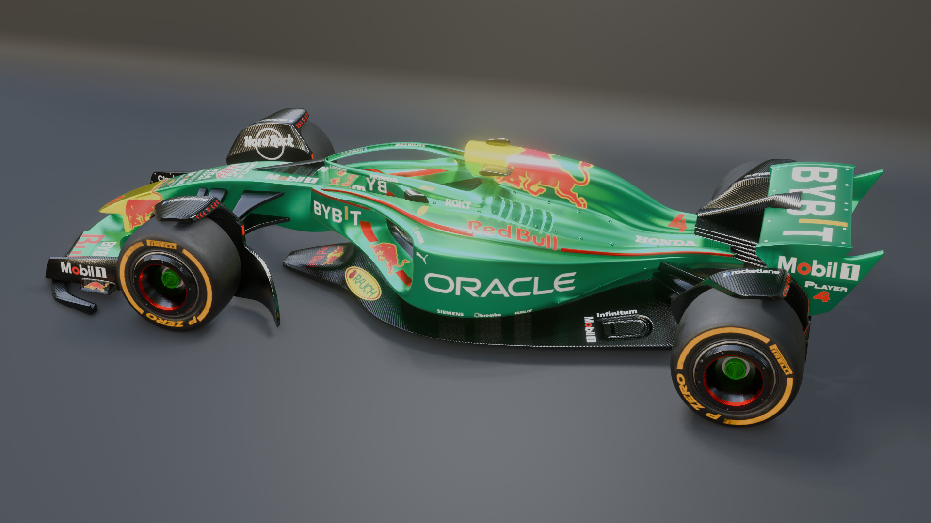 Formula 1 Car - Red Bull Green Concept 3D model_59