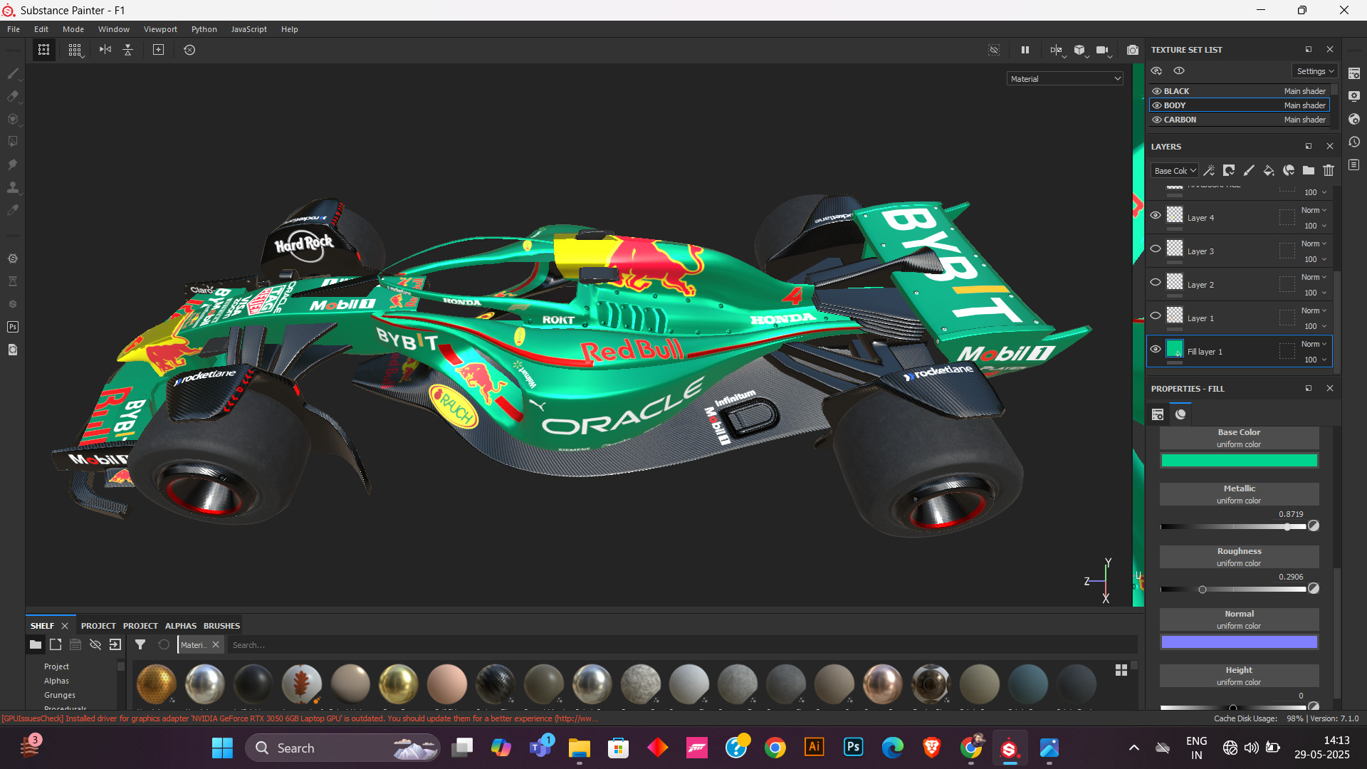 Formula 1 Car - Red Bull Green Concept 3D model_7