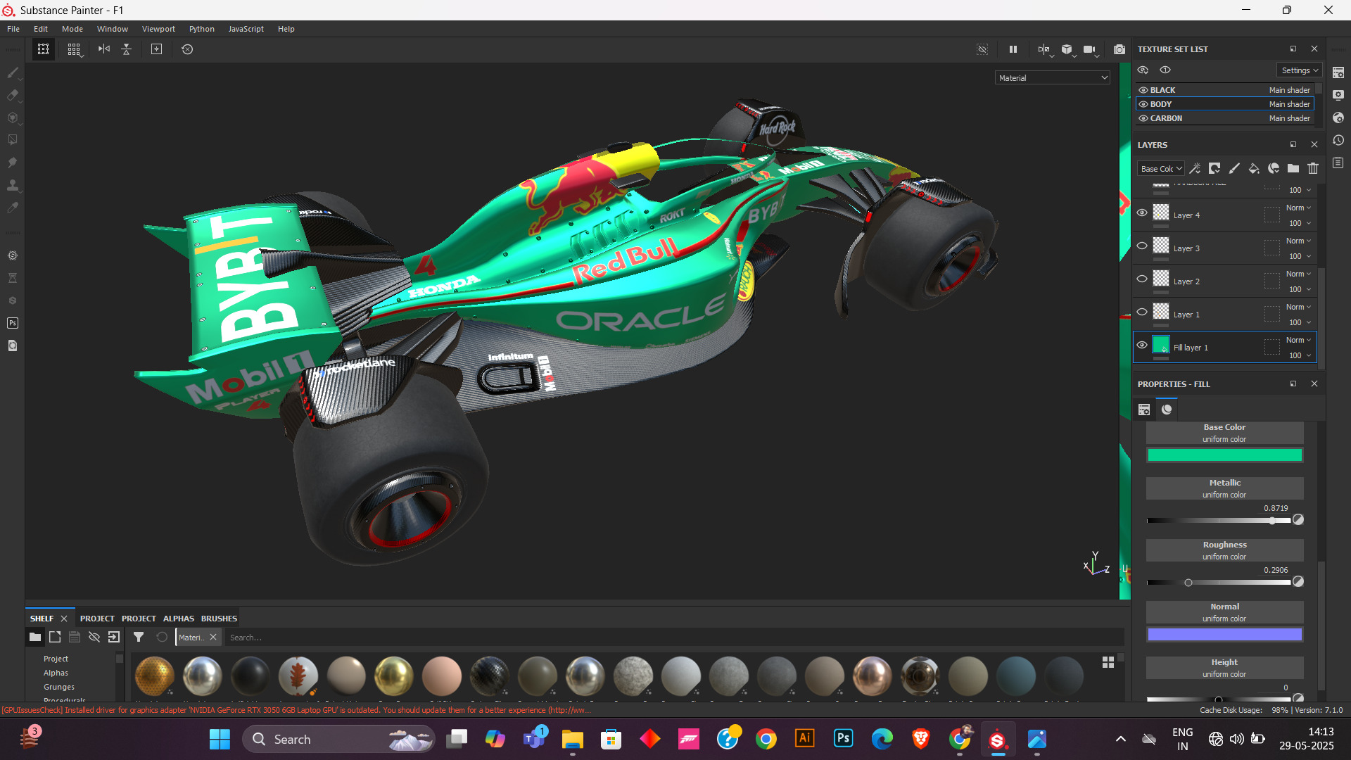 Formula 1 Car - Red Bull Green Concept 3D model_9