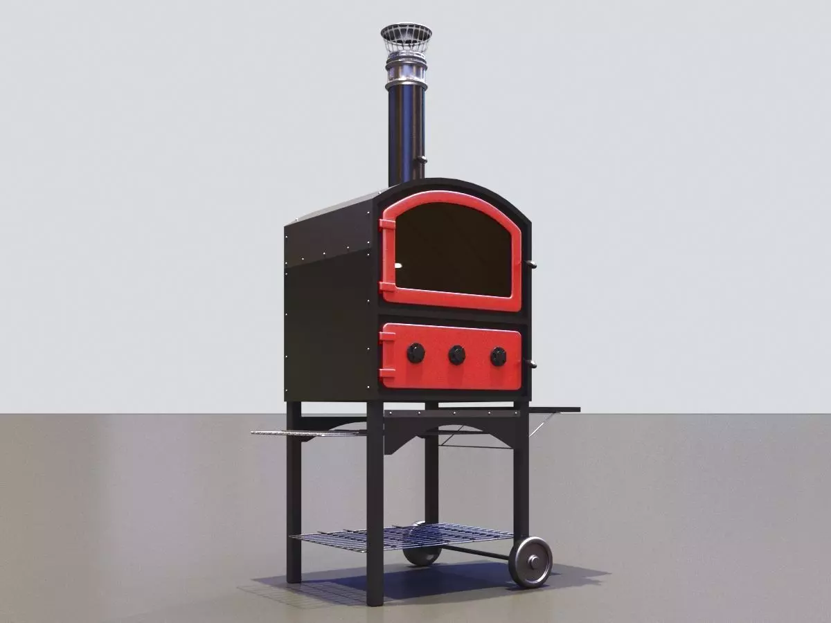 Pizza oven metallic Free 3D model