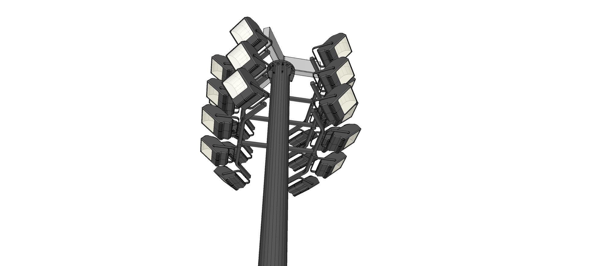 floodlight 2 four street light poles 3D model_35
