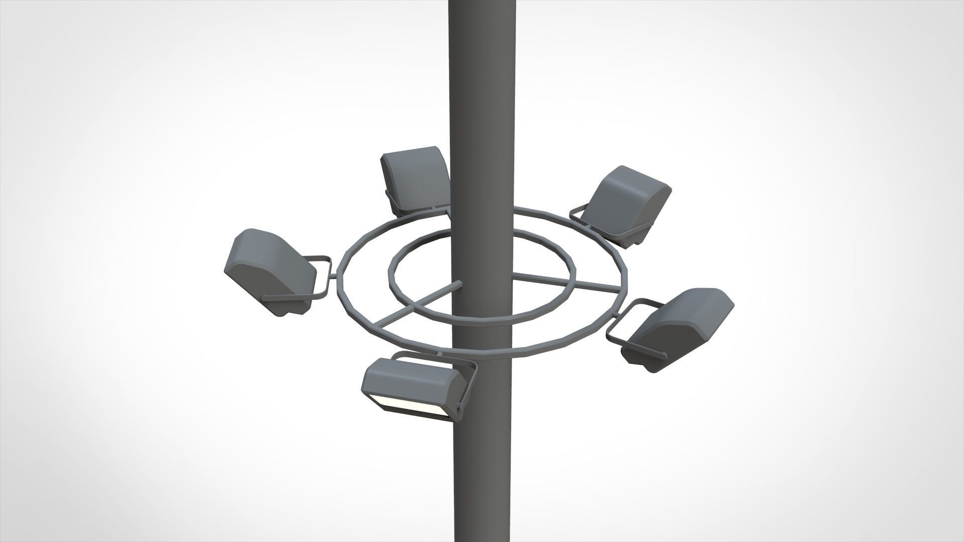 floodlight 2 four street light poles 3D model_12