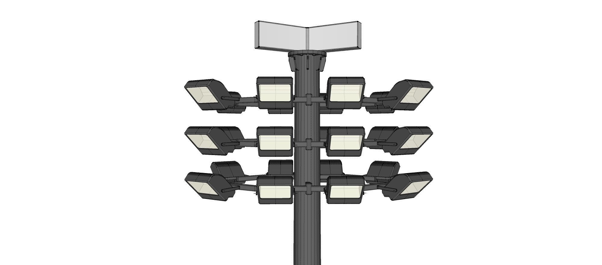 floodlight 2 four street light poles 3D model_34