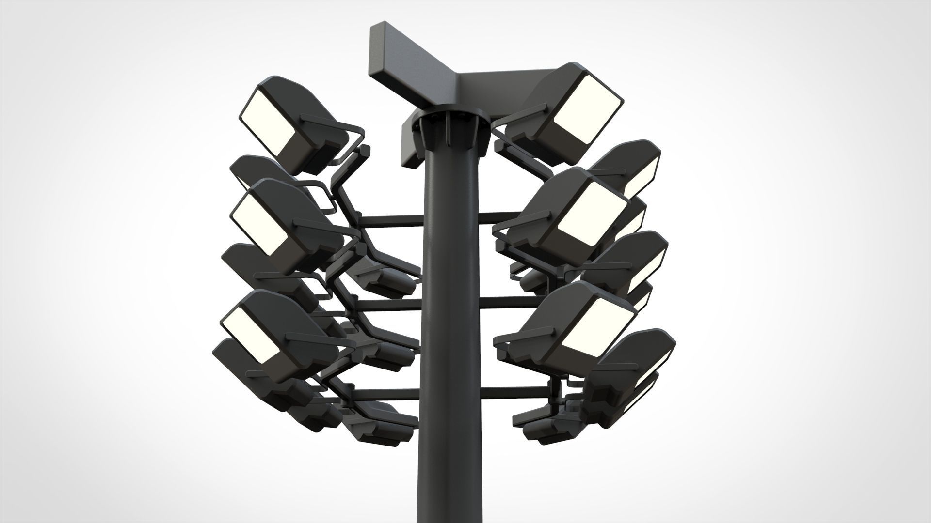 floodlight 2 four street light poles 3D model_20