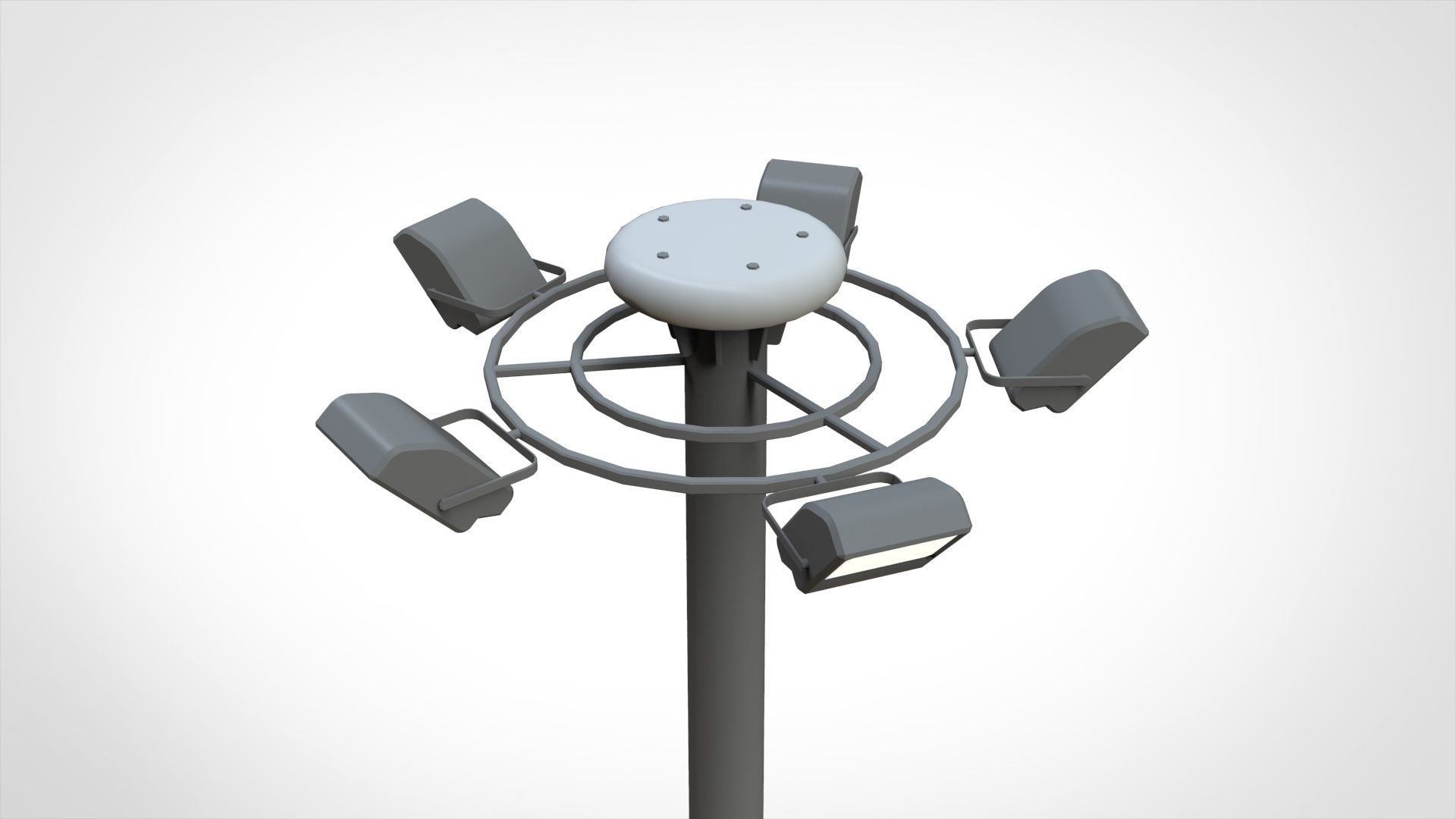 floodlight 2 four street light poles 3D model_11