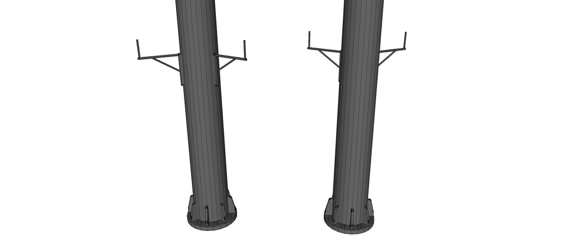floodlight 2 four street light poles 3D model_36