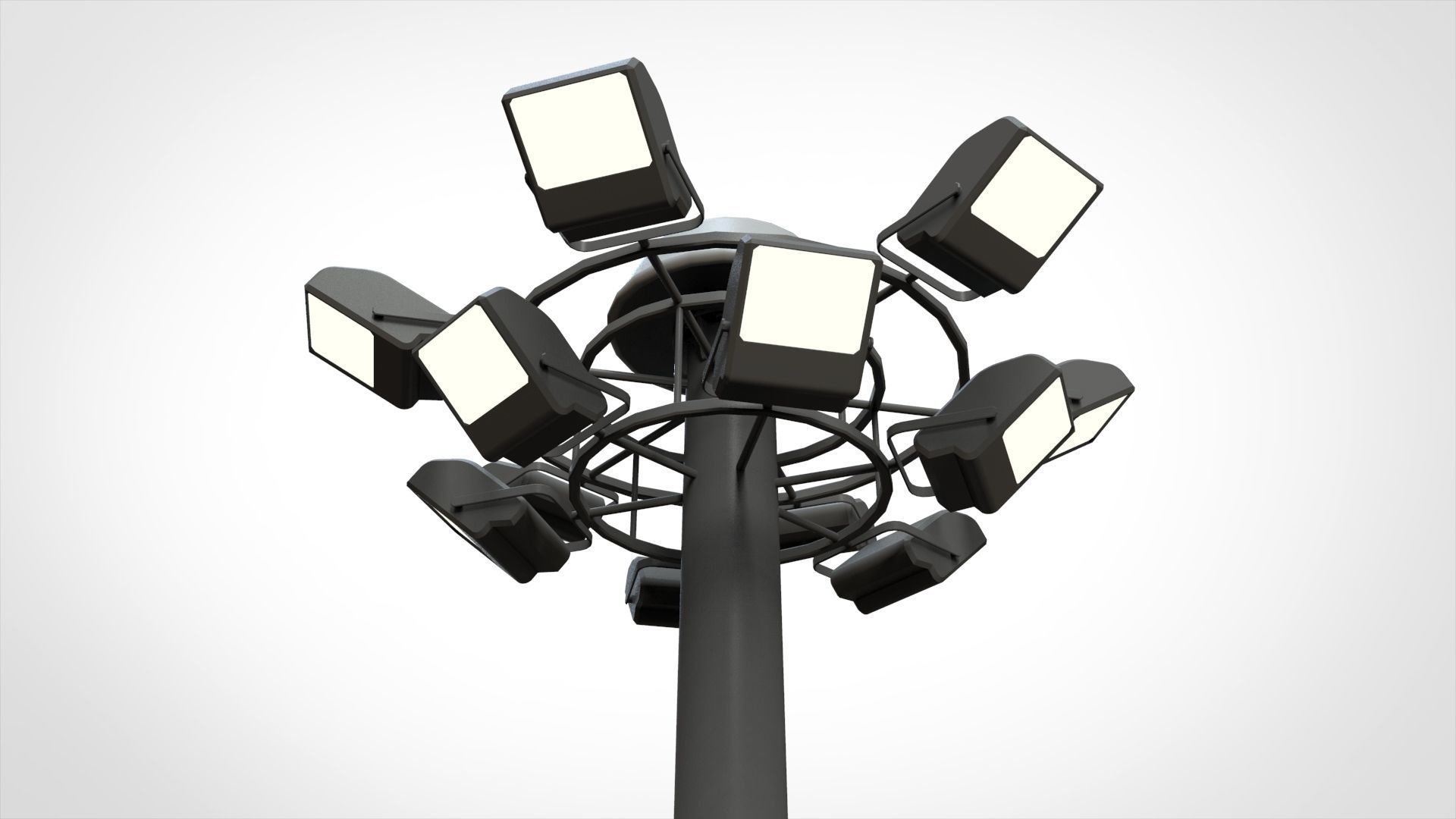 floodlight 2 four street light poles 3D model_16