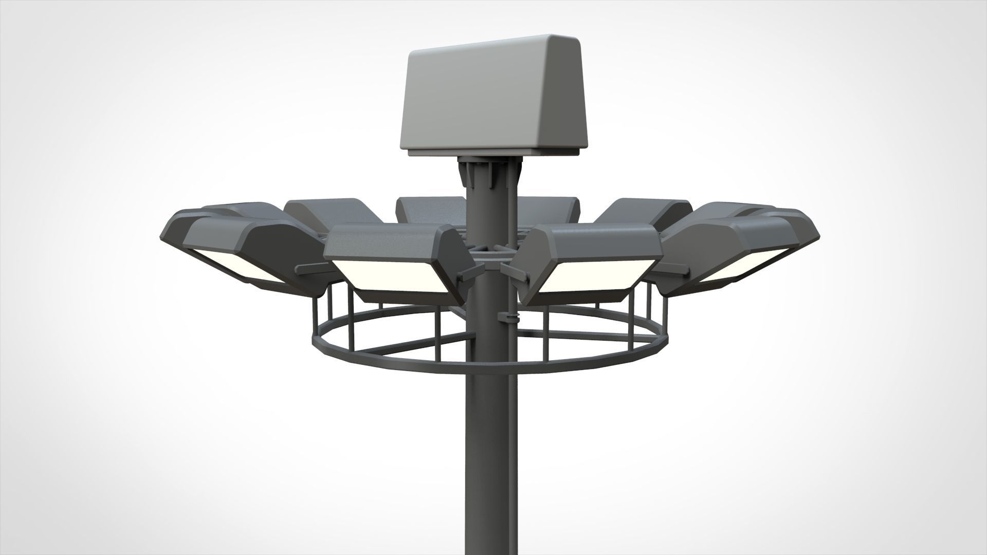 floodlight 2 four street light poles 3D model_7