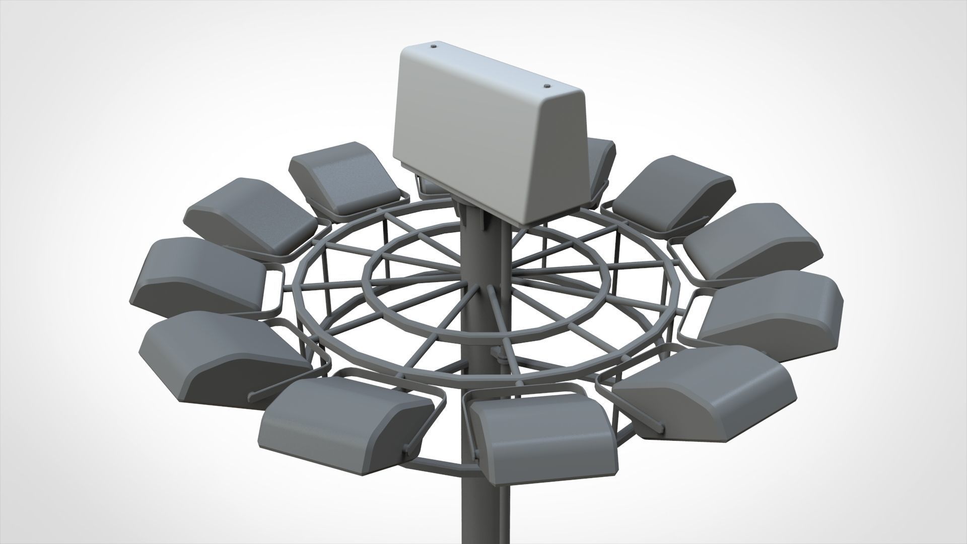 floodlight 2 four street light poles 3D model_6