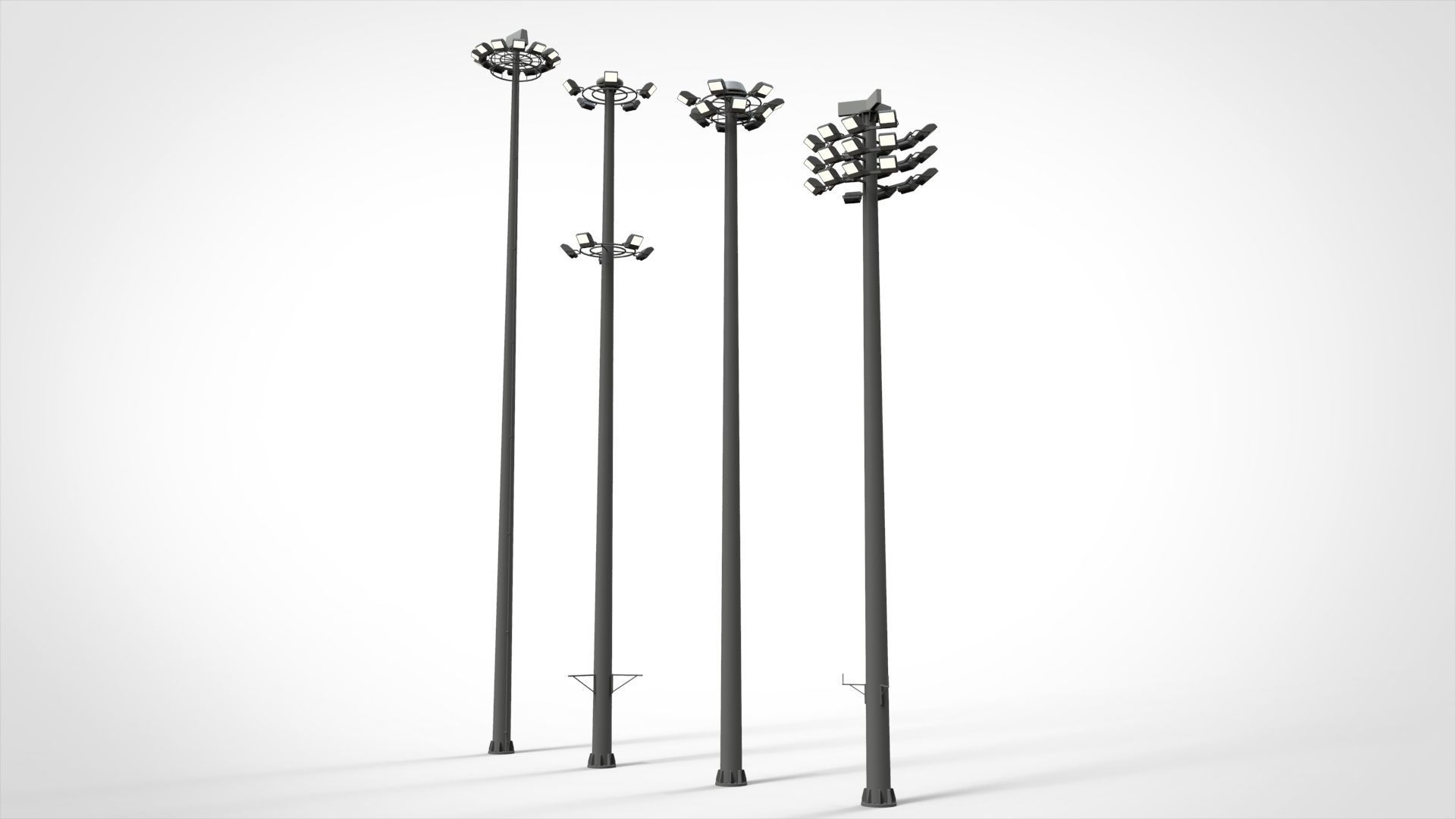 floodlight 2 four street light poles 3D model_3