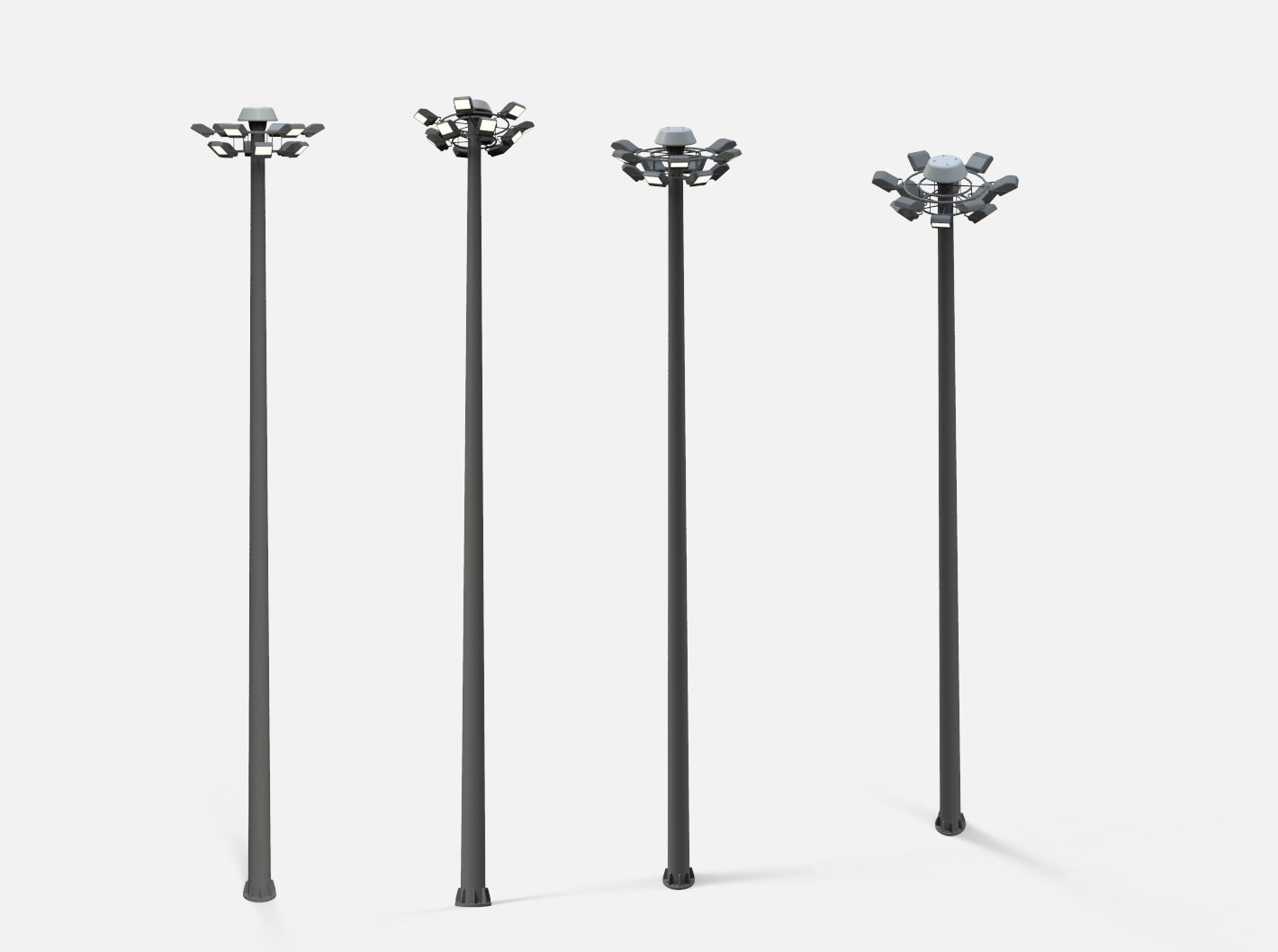 floodlight 2 four street light poles 3D model_14