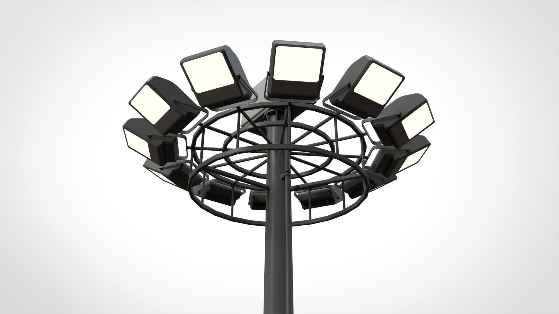 floodlight 2 four street light poles 3D model_5