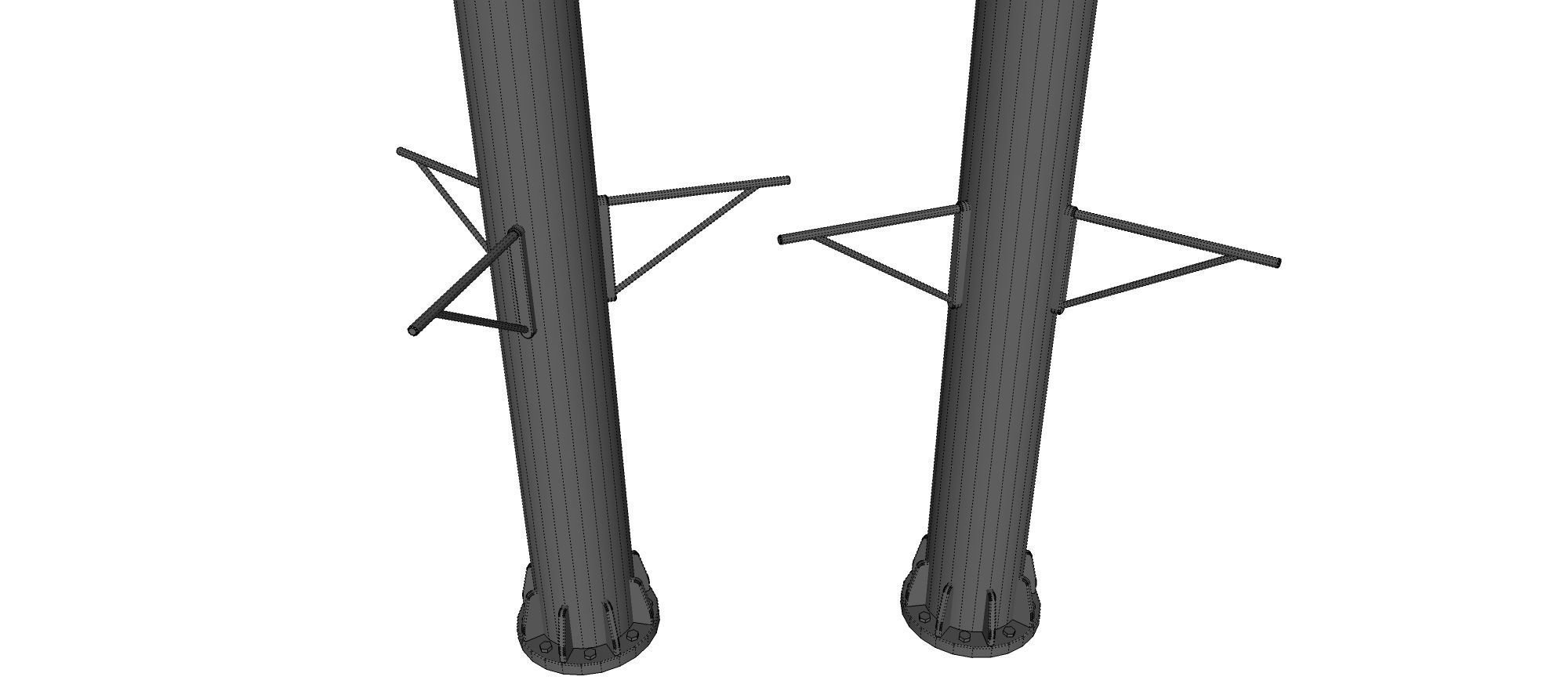 floodlight 2 four street light poles 3D model_29