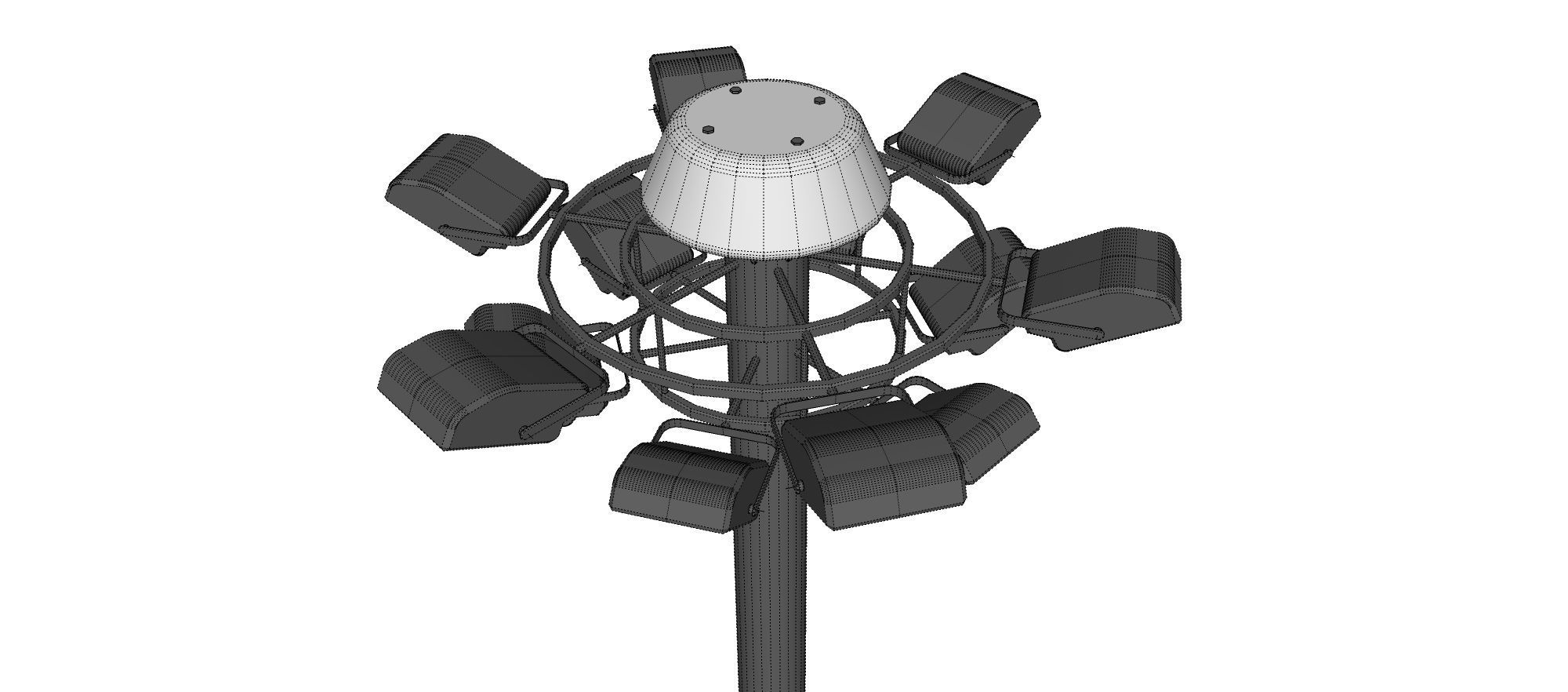 floodlight 2 four street light poles 3D model_30