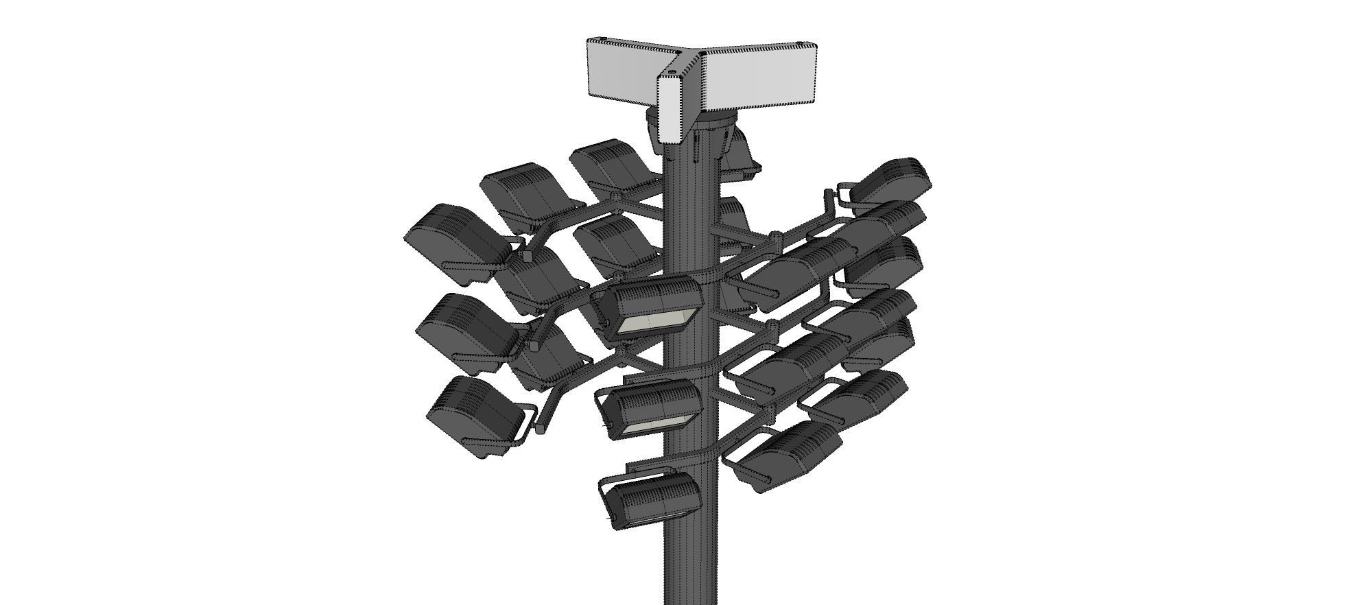 floodlight 2 four street light poles 3D model_33