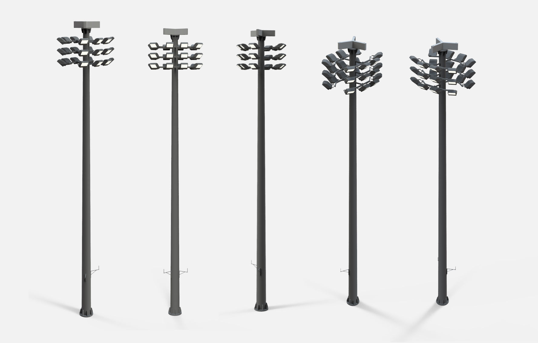 floodlight 2 four street light poles 3D model_17