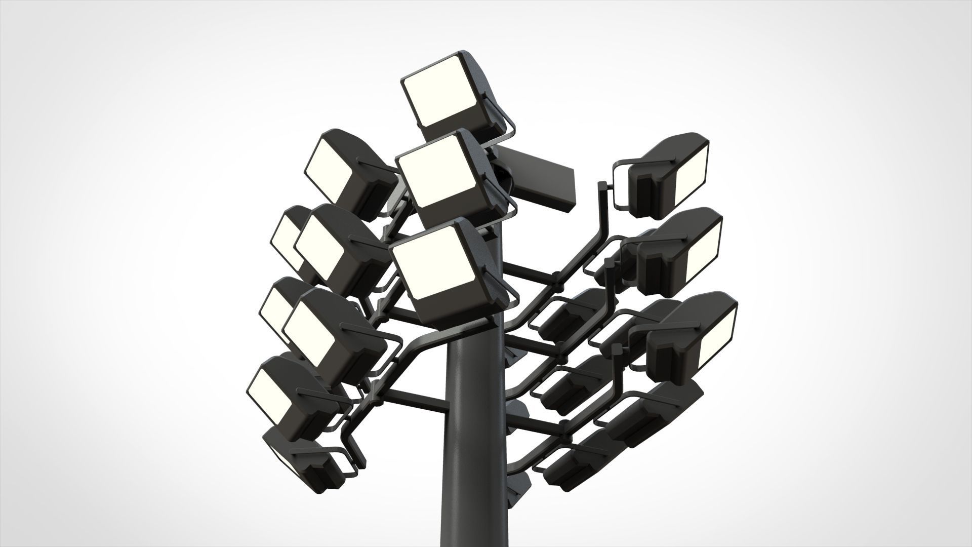 floodlight 2 four street light poles 3D model_19