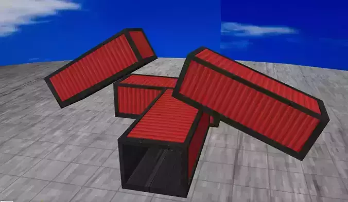 Dynamic Red Shipping Containers  Low-poly 3D model