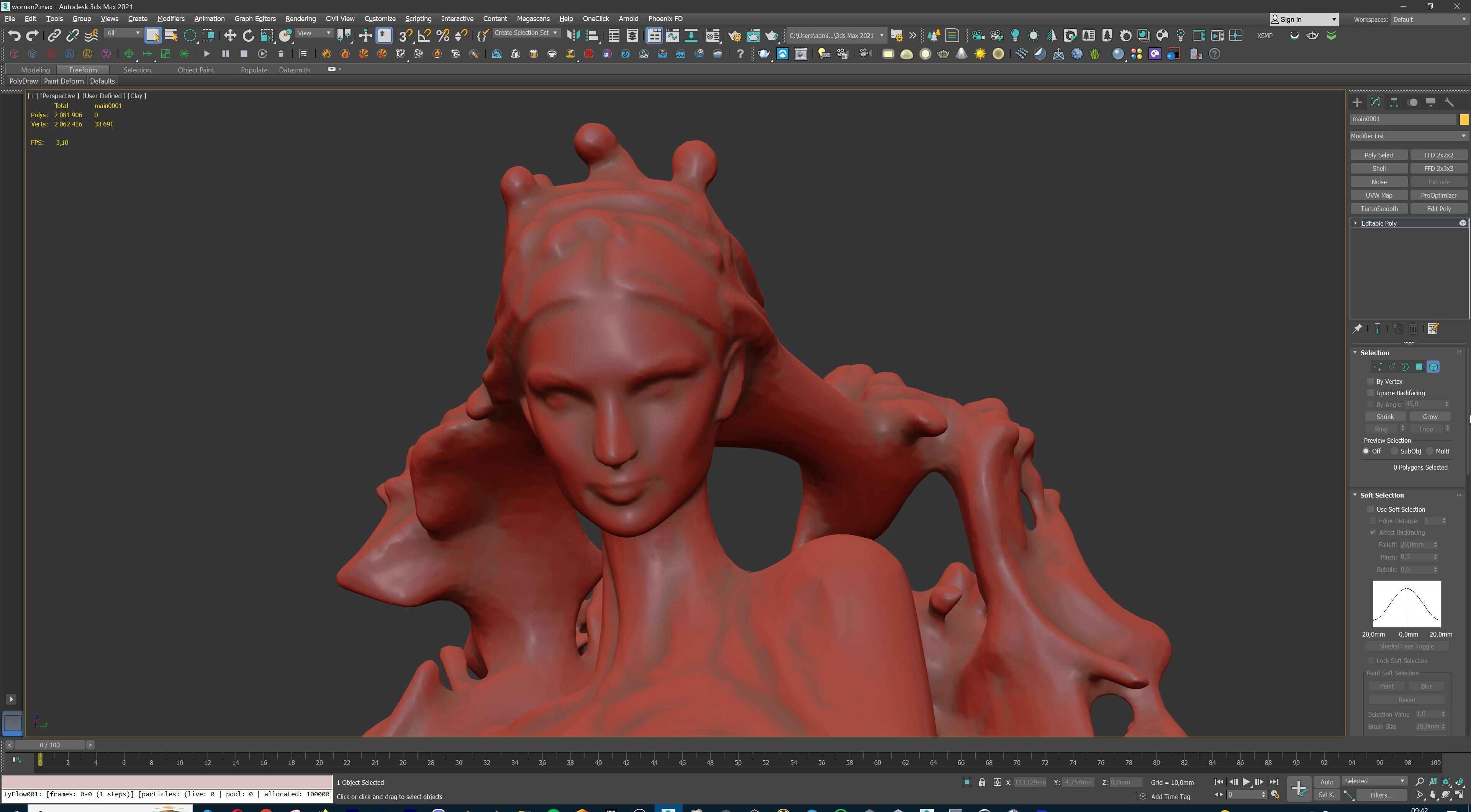 Abstract Ethereal Woman Flowing Spirit Statue 3D print model_30