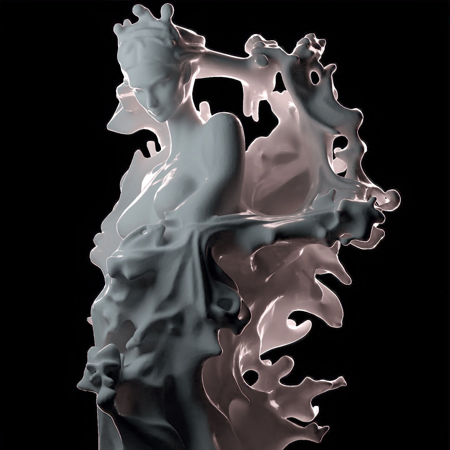 Abstract Ethereal Woman Flowing Spirit Statue 3D print model_4