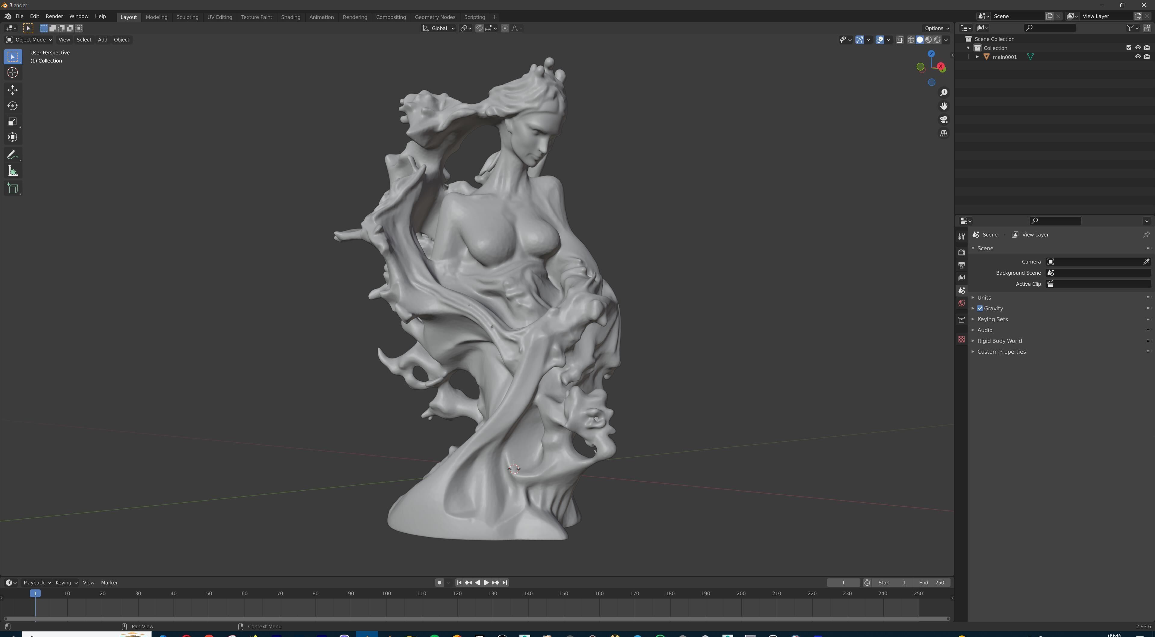 Abstract Ethereal Woman Flowing Spirit Statue 3D print model_31