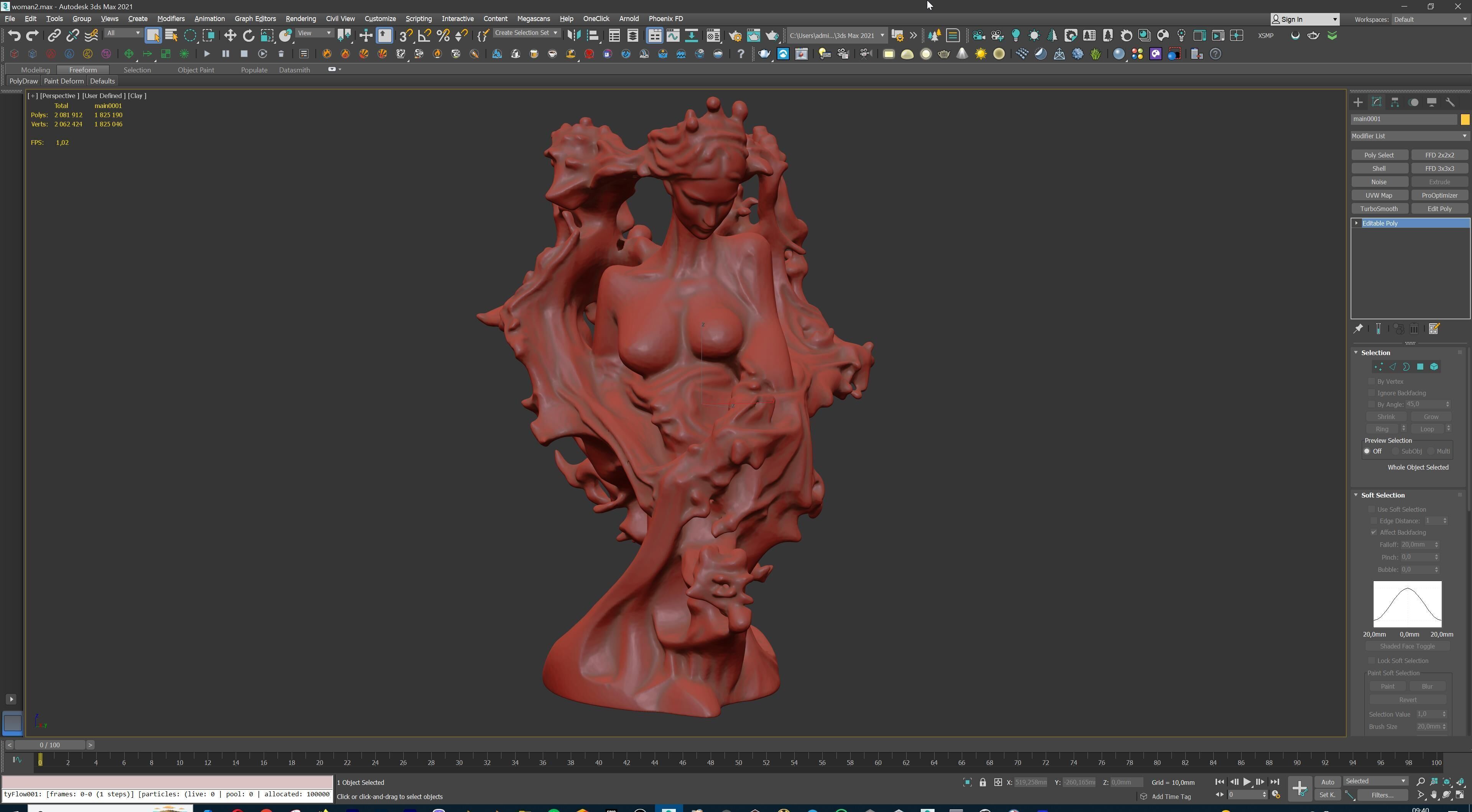 Abstract Ethereal Woman Flowing Spirit Statue 3D print model_24
