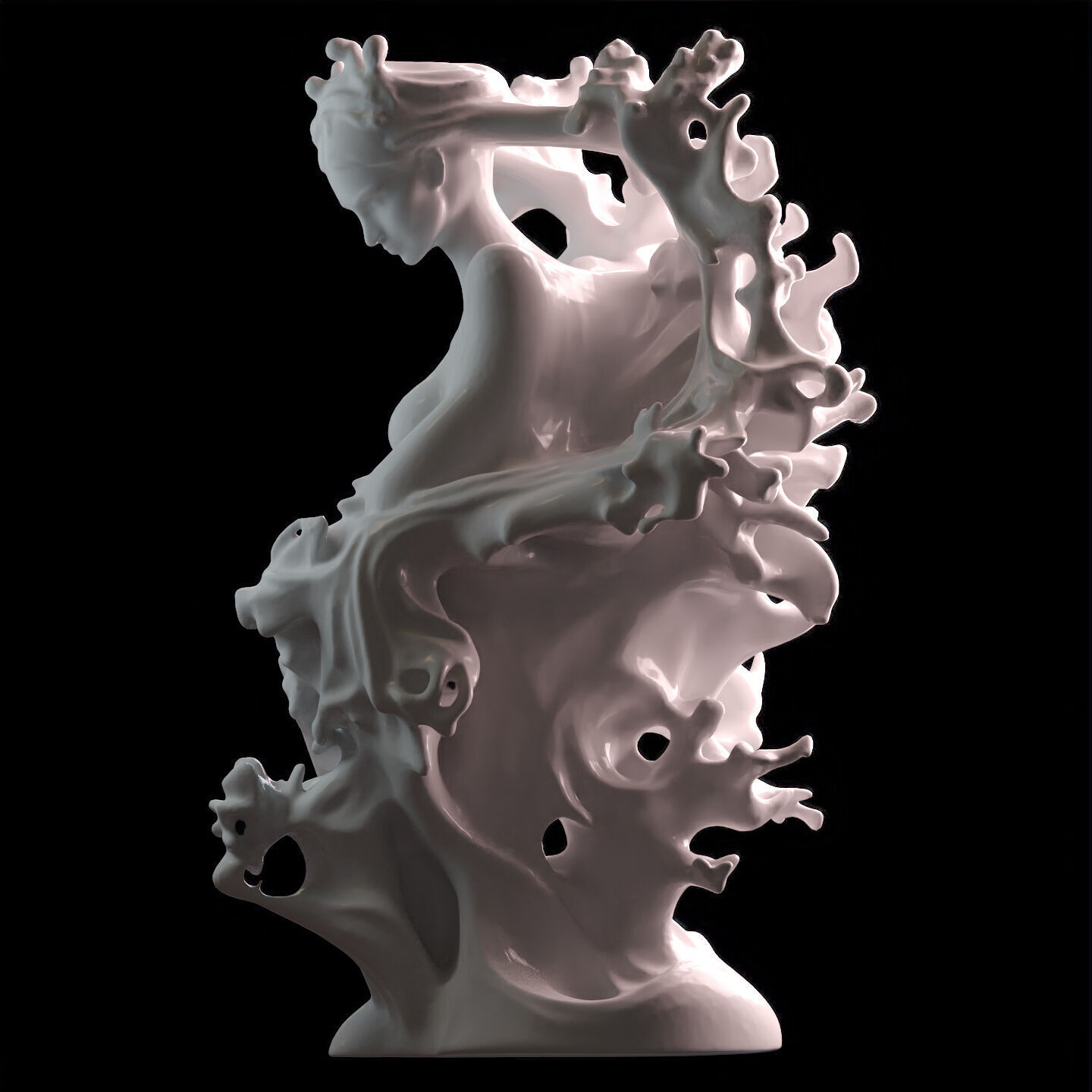 Abstract Ethereal Woman Flowing Spirit Statue 3D print model_6