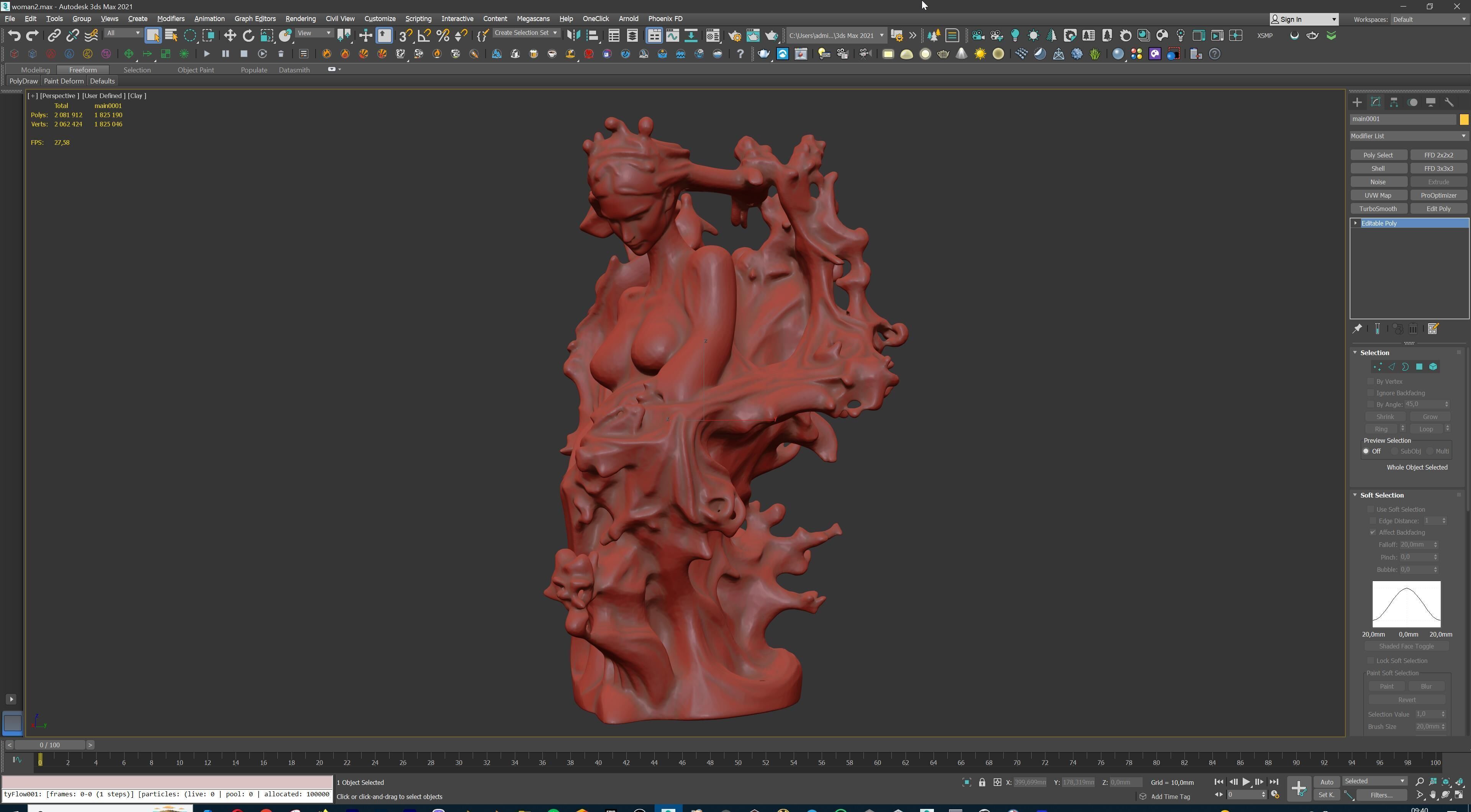 Abstract Ethereal Woman Flowing Spirit Statue 3D print model_25