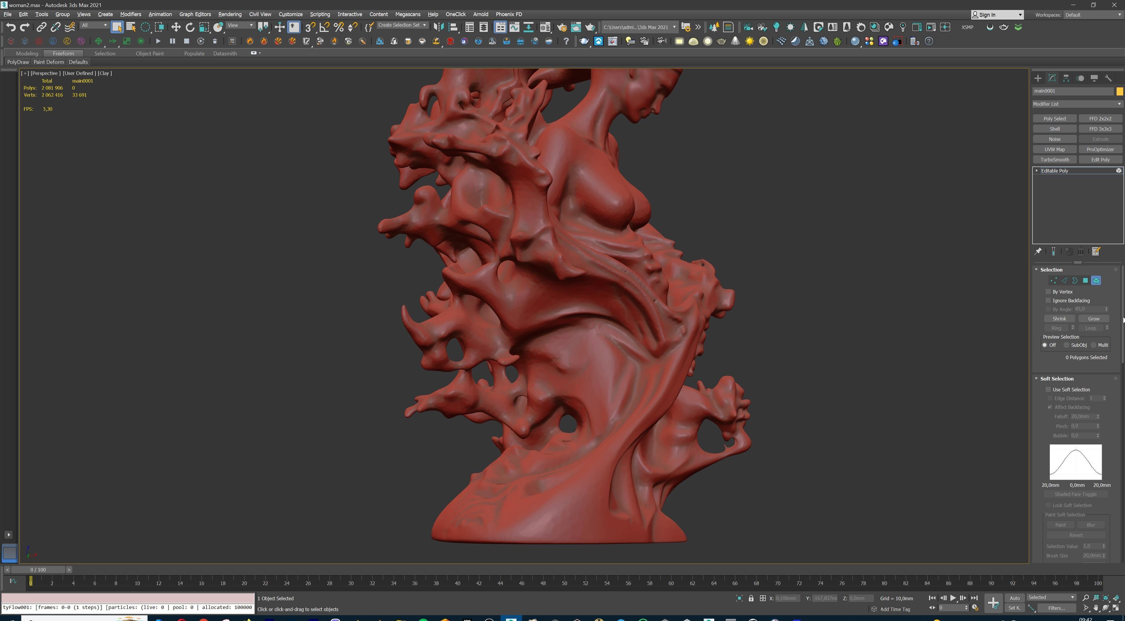 Abstract Ethereal Woman Flowing Spirit Statue 3D print model_28