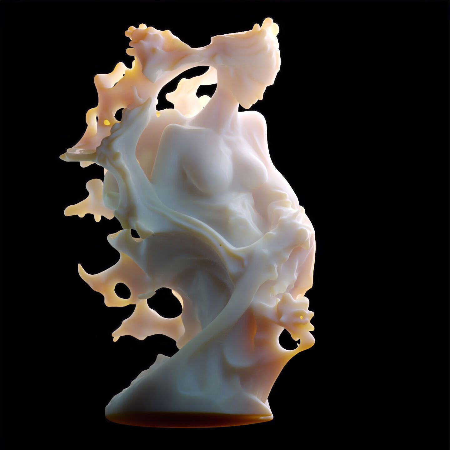 Abstract Ethereal Woman Flowing Spirit Statue 3D print model_3
